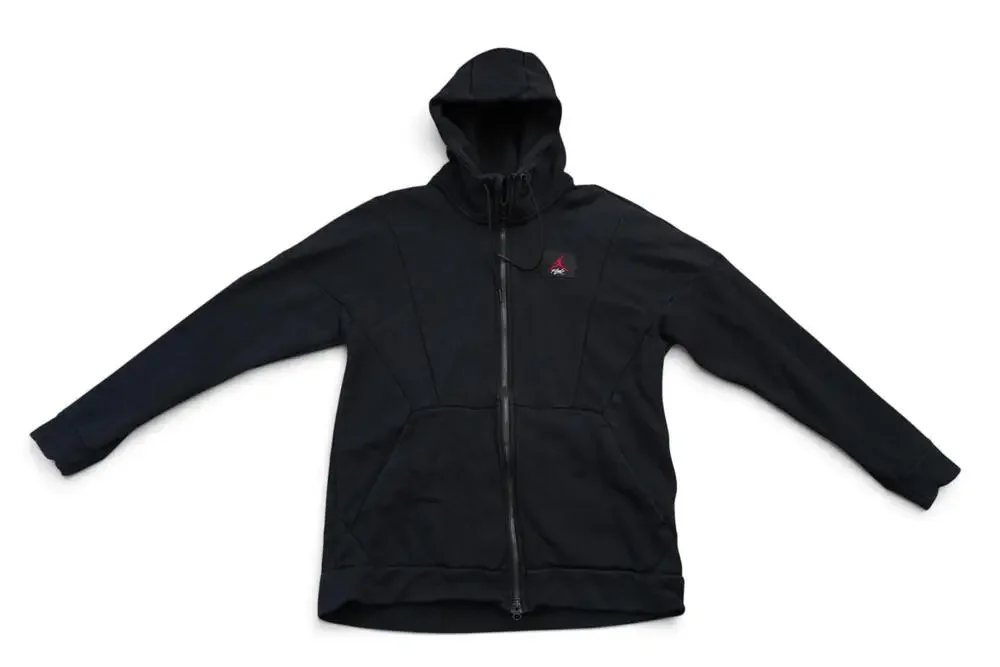 Jordan Hoodie Mens Large Black Full Zip Fleece Sweatshirt Jumpman Logo Patch